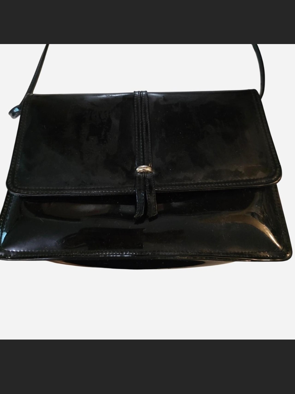 Koret Black Patent Leather Shoulder Bag with Gold Accent